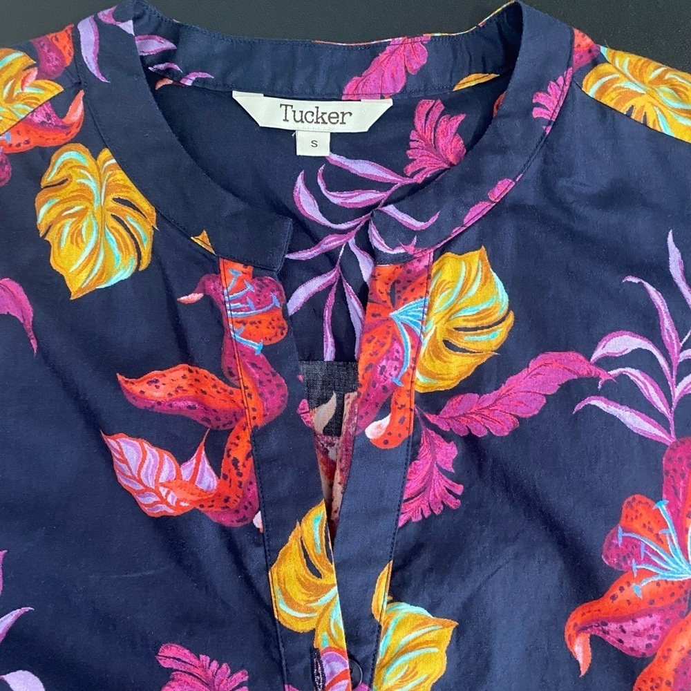 Tucker NYC Laura High Low Ruffle Hem Floral Dress Cotton Poplin Midi Mini Small - Picture 9 of 11
